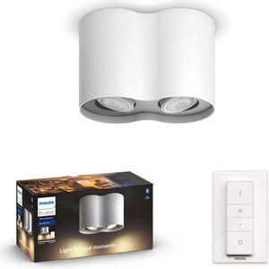 Philips Hue Pillar Opbouwspot - White Ambiance - GU10 - Wit - 2 x 5W - Bluetooth - incl. Dimmer Switch