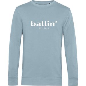 Heren Sweaters met Ballin Est. 2013 Basic Sweater Print - Blauw - Maat XS