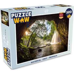 Puzzel Doorkijk Waterval Grot - Bomen - Buiten - Legpuzzel - Puzzel 500 stukjes