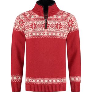 Norfinde Noorse trui Setesdals - grof gebreid - zuivere wol - rood