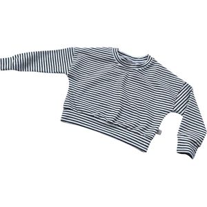 tinymoon Meisjes Sweater Breton Stripes – model Cropped Top – Zwart/Wit  – Maat 74/80