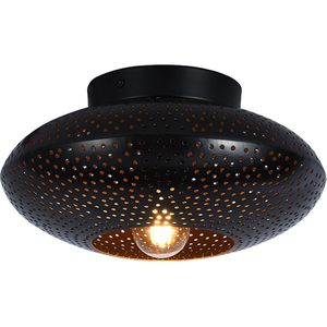 Olucia Hila - Oosterse Plafondlamp - Aluminium - Zwart;Brons - Rond - 25 cm