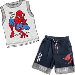 Marvel Spiderman set - korte broek van joggingstof + mouwloos shirt - grijs/blauw - maat 110/116 (6 jaar)