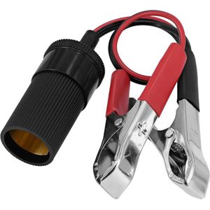 Accuklem - Vrouwelijke Adapter voor Sigarettenaansteker - 12V - Verlengsnoer met Batterijkrokodillenklemmen