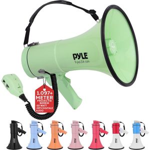 Pyle Megafoon Speaker – 50 Watt Draagbare PA Bullhorn met Sirene en Verstelbaar Volume – 50 Watt – Bereik tot 1100 m²