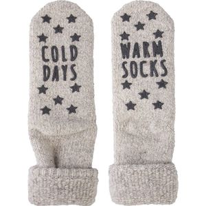 Homesocks Cold Days / Warm Socks met antislip - 38 - Grijs.