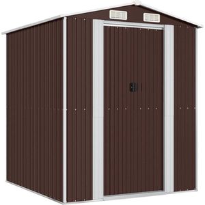 vidaXL - Tuinschuur - 192x191x223 - cm - gegalvaniseerd - staal - donkerbruin