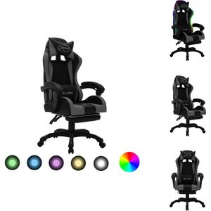 vidaXL Kantoorstoel - Kantoorstoelen - Kantoor Stoel - Kantoor Stoelen - Racestoel met RGB LED-verlichting kunstleer grijs en zwart