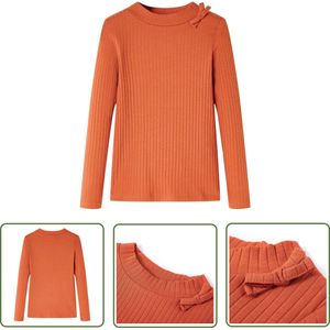 vidaXL Langmouwig Hemd - Kinderhemd - Kindershirt met lange mouwen 116 oranjebruin - Meisjeshemd - Jongenshemd - Oranje Shirt
