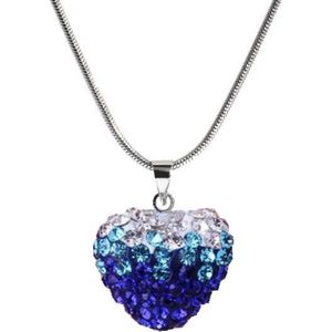 Fako Bijoux® - Ketting - Disco Dots - Hart Duo - Donkerblauw