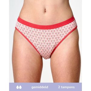 Moodies menstruatie ondergoed (meiden) - Bamboe Bikini onderbroekje - gemiddeld kruisje - maat XXS (140-146) - print roze