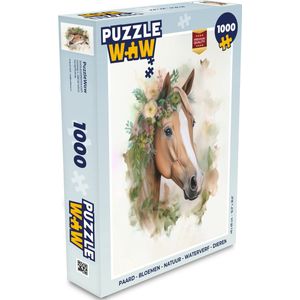 Puzzel Paard - Bloemen - Natuur - Waterverf - Dieren - Legpuzzel - Puzzel 1000 stukjes volwassenen