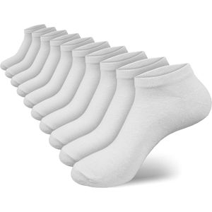 Calzera 10 Paar Enkelsokken - Sneakersokken - Lage sokken - Wit - Maat 40-46