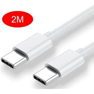 USB-C naar USB-C Kabel - 2 meter - 45 watt snelladen - geschikt voor Iphone 15 - Geschikt voor alle Smartphones/Laptops/Tablets met USB-C aansluiting - geschikt voor alle aparaten met USB-C aansluiting