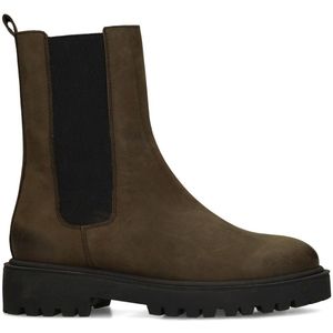 Manfield - Chelsea Boots - Donkergroen - Nubuck