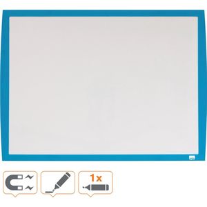 Nobo Klein Magnetisch Whiteboard/Memobord  voor aan de Muur - Inclusief Whiteboard Marker, Magneten en Wisser - 58.5 x 43 cm - Blauw