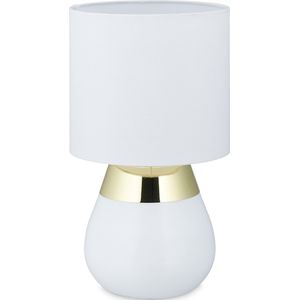 Relaxdays tafellamp touch - vensterbank lamp - schemerlamp - stoffen lampenkap - nachtlamp - goud