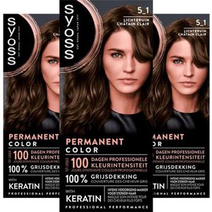 3x Syoss Permanent Coloration 5-1 Licht Bruin