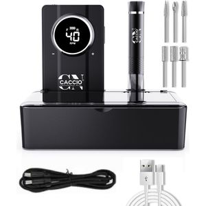 CACCIO®40.000 RPM NAIL MASTER-Elektrische Nagelvijl-Zwart Nagelfrees-Vibratievrij-Geluidvrij-Draadloze-Oplaadbare-Power Bank-Geupgraded Nagelfrees-Pedicure en Manicure-Aluminimum Nagelfrees-Gellak nagels-Acryl nagels-Nagelstudio-Nagels-Professioneel