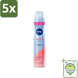 5 x Nivea - Haarspray - Ultra Strong - 250 ml - Grootverpakking - Haarspray - Sterke Fixatie - Langdurige Hold - Macadamia Olie - Haarverzorging