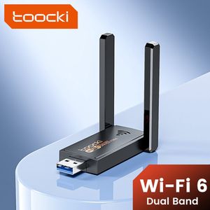Toocki TB07A | WiFi Adapter USB - USB WiFi Adapter -900 Mbps - WiFi Dongle - WiFi Antenne - WiFi ontvanger - WiFi USB adapter | WiFi 6 + Bluetooth 5.4 USB Adapter – Dual Band 2.4/5GHz – Draaibare Antennes – Plug & Play – Zwart