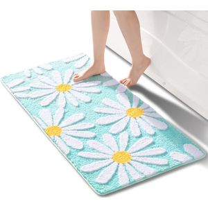 TheLau ® Charmant Bloemenpatroon Lichtgroene Badmat voor Stijlvolle Badkamerdecoratie