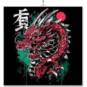 Tegel Met Opdruk | Chinese Draak | Cadeau | Inclusief Geschenkdoos | Standaard | Ophangsysteem