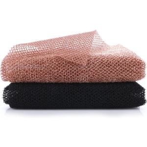 Mmgoqqt Bubble sauna - handdoekAfrikaanse Netspons - 2-Stuks - Exfolierend - Badnet - Zwart Bruin - Nylon - Voor Lichaam Rug