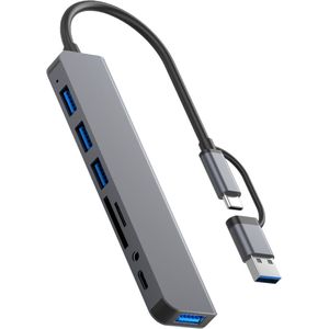 Rolio USB C Hub - 4x USB-A - 2x SD/TF Lezer - 1x USB-C - 1x 3.5mm Aux