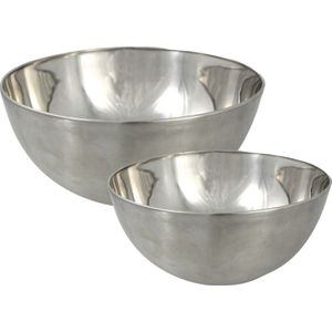 Svenska Living Voedsel serveer schalen set - 4x stuks - metallic zilver - RVS - Dia 19/23 cm - keuken