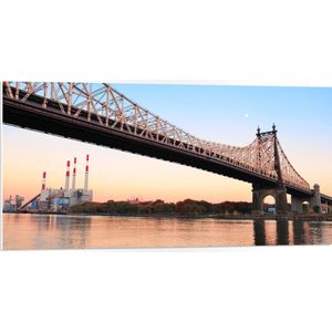 PVC Schuimplaat- Roosevelt Island Hefbrug in New York City op Zonnige Dag - 100x50 cm Foto op PVC Schuimplaat