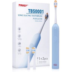 Truly TBS0001 - Elektrische Tandenborstel - IPX7 - 3 Poetsstanden - Inclusief 3x Opzetborstels - Draadloos Oplaadbaar - Blauw