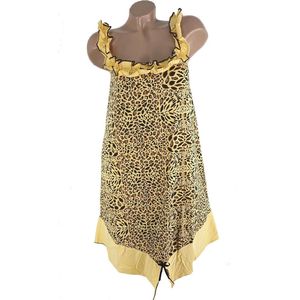 Nachthemd - Geel Bruin - Dierprint - Mouwloos - Katoen