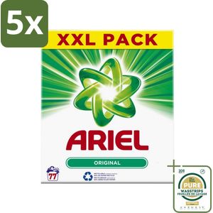 5 x Ariel Original XXL - Waspoeder - Witte en Lichtgekleurde Was - 77 Wasbeurten - Grootverpakking - Waspoeder - Wasmiddel - Vlekverwijdering - Frisse Geur - Witte Was