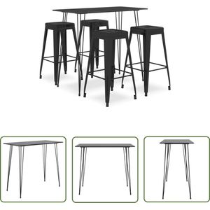 vidaXL Zwarte Bartafel - Bartafel - 5-delige Barset zwart - Barset - Bistro Meubels - Loungemeubels