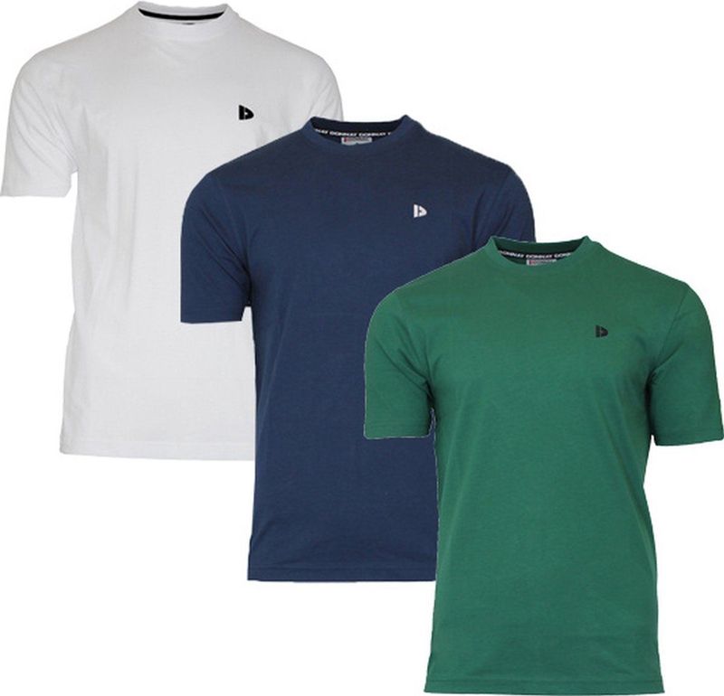 Donnay - T-shirt Vince - Sportshirt - Wit/Navy/Forest Green - 3-Pack
