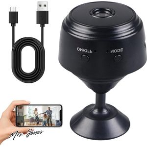 Mrs. Jones Premium Mini-camera - 4K HD - 32 GB - Wifi - 360° - Bewegingsmelder - Nachtzicht