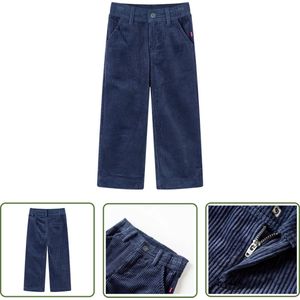 vidaXL Babybroeken - Kinderbroek - Kinderbroek 92 ribfluweel marineblauw - Jongen Broeken - Blauwe Broek - Katoenen Broek