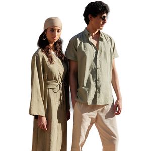 Trendyol Bruine Tailleband Met Gedetailleerde Linnenlook Geweven Kimono En Kaftan Tctss24Kk00001