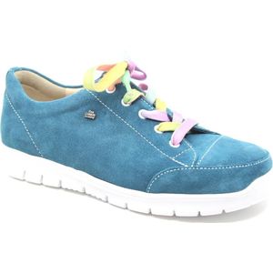 Finn Comfort, SWANSEA, 02860-735483, Petrol lichtgewicht veterschoenen wijdte H