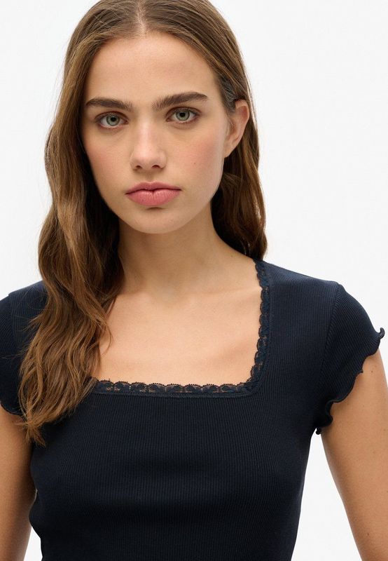 Dames-T-shirt met vierkante hals Superdry Essential