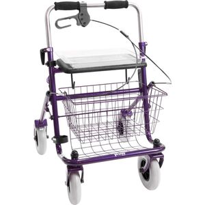 Premis - Provo - Rollator - 2de Generatie - Duwbeugel - Eenzijdig Links & Rechts geremd - Maximaal draagvermogen 120 kg - Paars