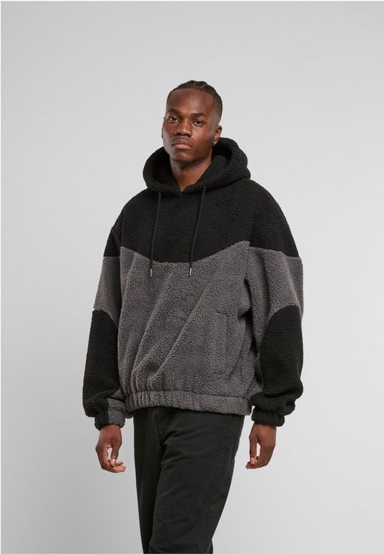 Urban Classics - Weavy Colorblock Teddy - Sweater - Grijs/Zwart