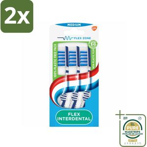 Aquafresh Tandenborstel Flex Interdental Medium 3 stuks per verpakking - Voordeelverpakking - 2 stuks - Interdentale reiniging - Flexibele borstelkop