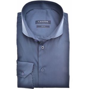 Ledub modern fit overhemd - donkerblauw - Strijkvriendelijk - Boordmaat: 46