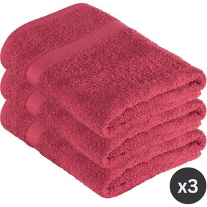 TISECO HOME STUDIO - Badlaken RIVA - SET/3 - 100% katoen - 450 g/m² - 100% katoen - superzacht en zeer absorberend - 70x140 cm - Rood