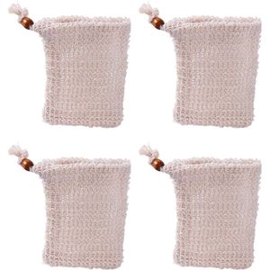 Ynkkvre - 4 stuks zeepzakjes - 100% natuurlijke sisal zeepzak - organisch duurzaam zeepnet zonder plastic - zeepzak voor lichaamspeeling
