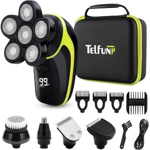 Scheerapparaat voor mannen - 5 in 1 set - waterdicht - voor nat en droog haar - 5D rotatiescheermes met led scherm - incl behoorde accessoires en tasje