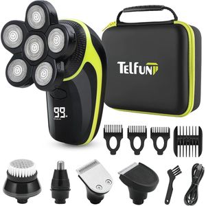Elektrisch Scheerapparaat Heren 5-in-1 - Waterdicht IPX7 - Nat en Droog Scheren - 5D Rotatiescheermes en Neushaartrimmer met LED-Scherm