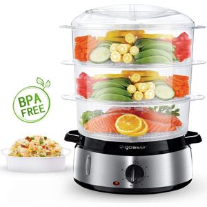 Aigostar Fitfoodie 30INA - Stoomkoker 9L - met Timer - 800W - 3 Lagen - RVS